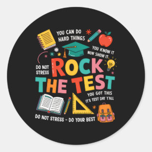 Rock den Test Lustiger Testtag Lehrer Schüler Prüf Runder Aufkleber