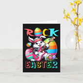 Rock Easter Costume Bunny Playing Gitarrist Karte (Gelbe Blume)