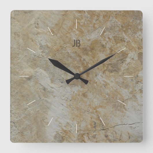ROCK FACE | Naturstruktur Quadratische Wanduhr (Vorderseite)