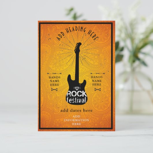 Rock Festival Einladung Flat Card (Stehend Vorderseite)
