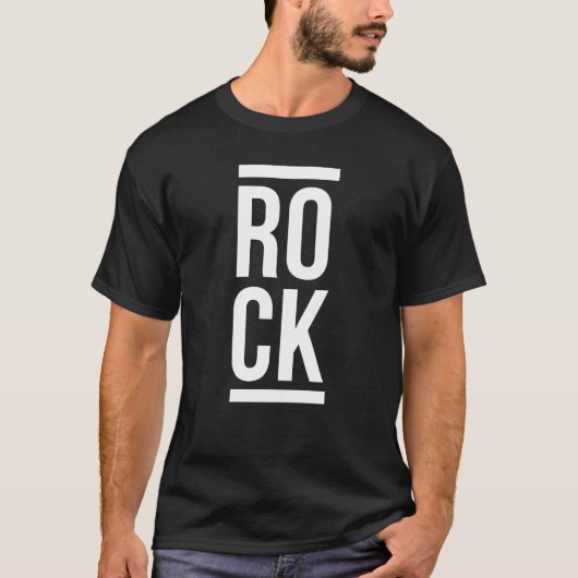Rock-Fette Vertikale Typografie T-Shirt (Vorderseite)