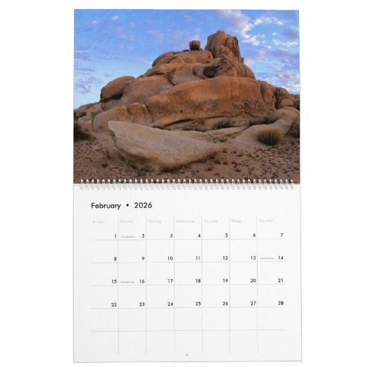 "Rock Formations of Joshua Tree National Park"  Kalender (Feb 2026)
