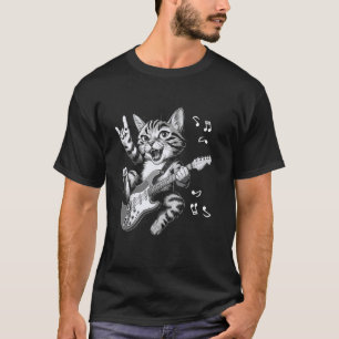 Rock für immer Akustikgitarre Katze Lustig Vintage T-Shirt