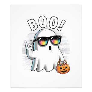 Rock Ghost Retro Halloween Pumpkin Funny Boo Fotodruck