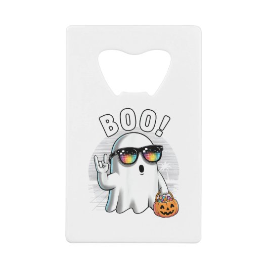 Rock Ghost Retro Halloween Pumpkin Funny Boo Geldbeutel Flaschenöffner (Vorderseite)