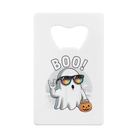Rock Ghost Retro Halloween Pumpkin Funny Boo Geldbeutel Flaschenöffner (Rückseite)