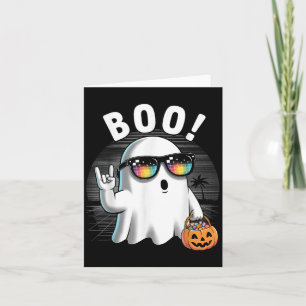 Rock Ghost Retro Halloween Pumpkin Funny Boo Karte