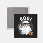 Rock Ghost Retro Halloween Pumpkin Funny Boo Magnet (Vorderseite/Rückseite)
