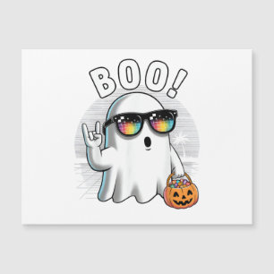 Rock Ghost Retro Halloween Pumpkin Funny Boo Magnetkarte