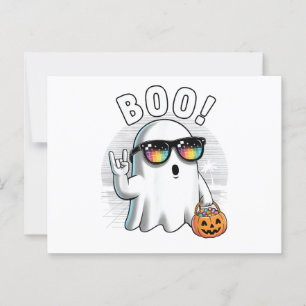 Rock Ghost Retro Halloween Pumpkin Funny Boo Postkarte