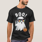Rock Ghost Retro Halloween Pumpkin Funny Boo T-Shirt (Vorderseite)