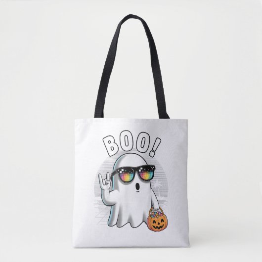 Rock Ghost Retro Halloween Pumpkin Funny Boo Tasche (Vorderseite)