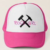 "Rock Girl" Geologist's Hammer Logo Truckerkappe (Vorderseite)