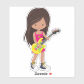 Rock Girl, Latina Girl, Gitarrenspieler, Band, Mus Aufkleber (Blatt)