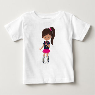 Rock Girl, Latina Girl, Mikrofon, Band Sänger Baby T-shirt