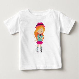 Rock Girl, Orange Hair, Band Sänger, Mikrofon Baby T-shirt