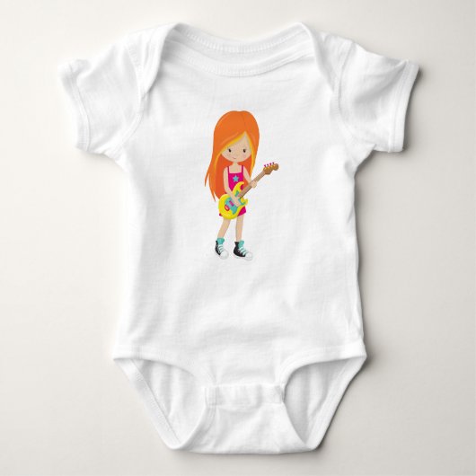 Rock Girl, Orange Hair, Gitarrenspieler, Band, Mus Baby Strampler (Vorderseite)
