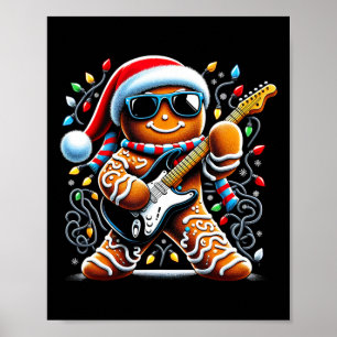 Rock-Gitarre Lebkuchenmännchen spielt Gitarre -lus Poster