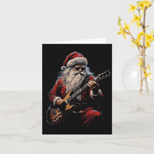 Rock-Gitarre Weihnachtsmann spielt Gitarre - Lusti Karte (Gelbe Blume)