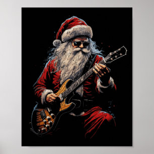 Rock-Gitarre Weihnachtsmann spielt Gitarre - Lusti Poster
