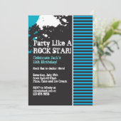 Rock, Grunge, Punk, Boy Party Einladung (Stehend Vorderseite)