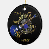 Rock Guitar - Blue Keramik Ornament (Links)