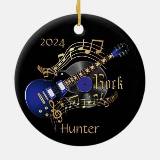 Rock Guitar - Blue Keramik Ornament (Hinten)