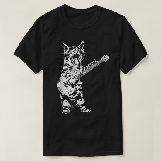 Rock Guitar Cat Funny Music Design T-Shirt (Design vorne)