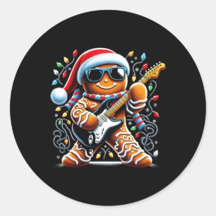 Rock Guitar Gingerbread Gitarre spielen - lustige Runder Aufkleber
