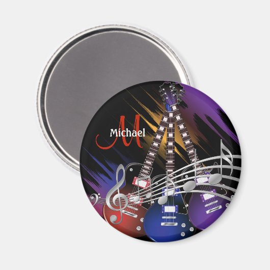 Rock Guitar Music Design Magnet (Vorderseite/Rückseite)
