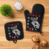Rock Guitar Player Oven Mitt & Pot Holder Set (Oben Unten)