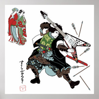 Rock Guitar Samurai - Gitarrenposter Poster