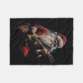 Rock Guitar Santa Claus Playing Guitar - Funny Chr Fleecedecke (Vorderseite (Horizontal))