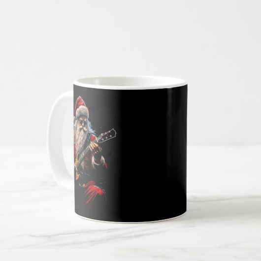 Rock Guitar Santa Claus Playing Guitar - Funny Chr Kaffeetasse (Vorderseite Links)