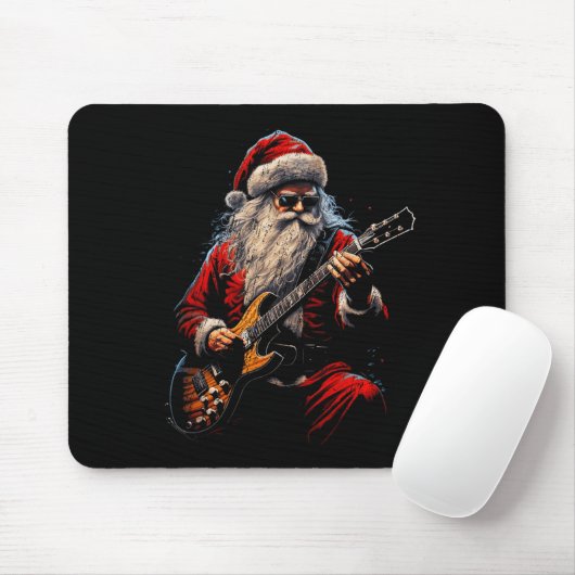 Rock Guitar Santa Claus Playing Guitar - Funny Chr Mousepad (Mit Mouse)