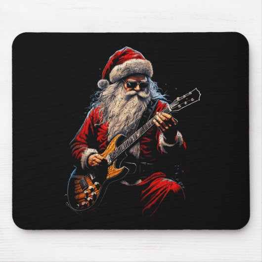 Rock Guitar Santa Claus Playing Guitar - Funny Chr Mousepad (Vorne)