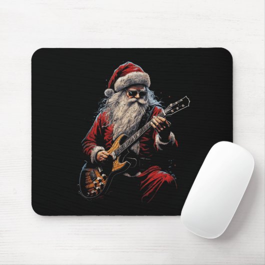 Rock Guitar Santa Claus Playing Guitar - Funny Chr Mousepad (Mit Mouse)