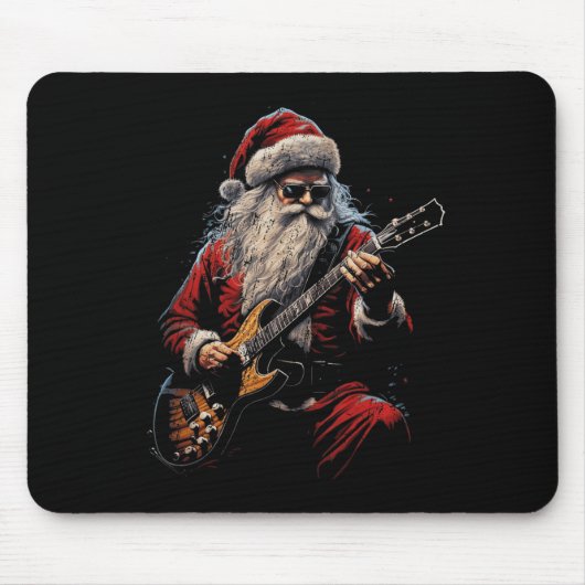 Rock Guitar Santa Claus Playing Guitar - Funny Chr Mousepad (Vorne)