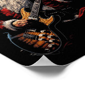 Rock Guitar Santa Claus Playing Guitar - Funny Chr Poster (Ecke)