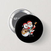 Rock Guitar Snowman und Santa Claus Gitarre spiele Button (Vorne & Hinten)
