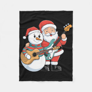 Rock Guitar Snowman und Santa Claus Gitarre spiele Fleecedecke