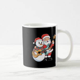 Rock Guitar Snowman und Santa Claus Gitarre spiele Kaffeetasse
