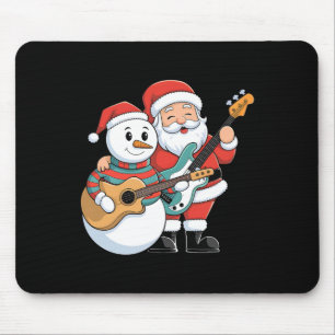Rock Guitar Snowman und Santa Claus Gitarre spiele Mousepad