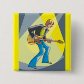 Rock Guitarist 70s Style Musician Button (Vorderseite)