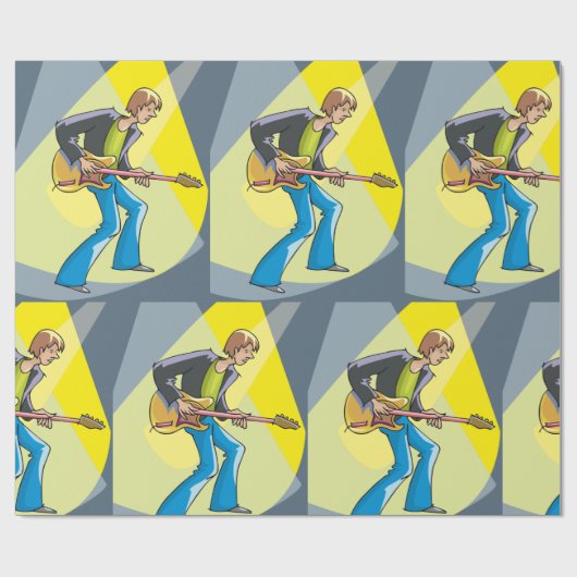 Rock Guitarist 70s Style Musician Geschenkpapier (Flach)