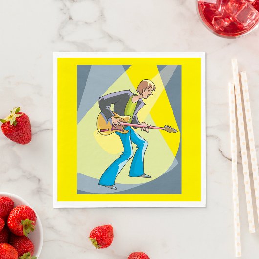 Rock Guitarist 70s Style Musician Serviette