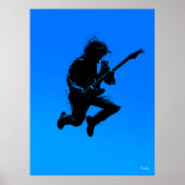 Rock Guitarist Poster - Black Silhouette on Blue (Vorne)