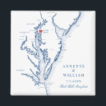 Rock Hall Maryland Elegant Navy Blue Wedding Magnet<br><div class="desc">Feiern Sie Ihre Rock Hall,  Maryland Uferhochzeit mit diesem eleganten Kühlschrankmagnet zum Thema Gastgeschenk Hochzeit in Chesapeake Bay. Ideal für Festlichkeiten am Kai in Huntingfield Creek,  Haven Harbour Marina und Osprey Point. Freuen Sie sich auf dieses charmante und praktische Ambiente. Artwork by Coastal Map Designs.</div>