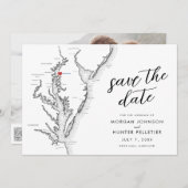 Rock Hall Maryland Karte Minimal Moderne Hochzeit (Vorne/Hinten)