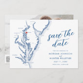 Rock Hall Maryland Karte Minimal Moderne Hochzeit (Vorne/Hinten)